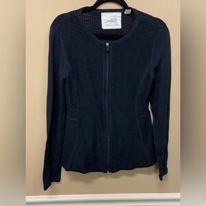 Angel of The North Black Zip Front Knit Sweater Size M